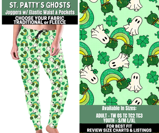 Preorder! Closes 12/4. ETA Feb. St. Patty's Ghosts Joggers Choose Fleece or Traditional