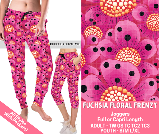 Preorder! Closes 2/16. ETA May. Fuchsia Floral Frenzy Combo Jogger Lengths - Alonna's Legging Land