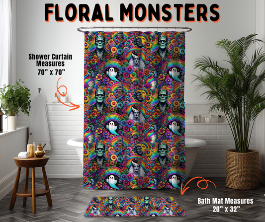 Preorder! Closes 6/10. ETA Sept. Floral Monsters Custom Shower Curtain and/or Bath Mat