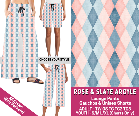 Preorder! Closes 3/2. ETA June. Rose & Slate Argyle Combo Lounge Lengths