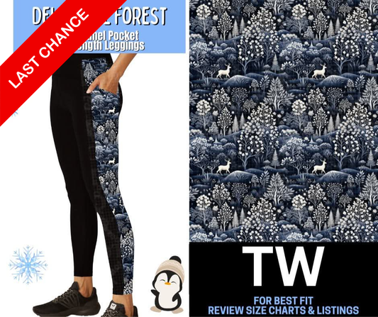 Delft Blue Forest Side Panel Pocket Full Length Leggings