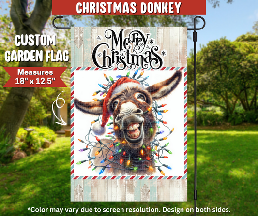 Preorder! Closes 9/22. ETA Dec. Christmas Donkey Garden Flag