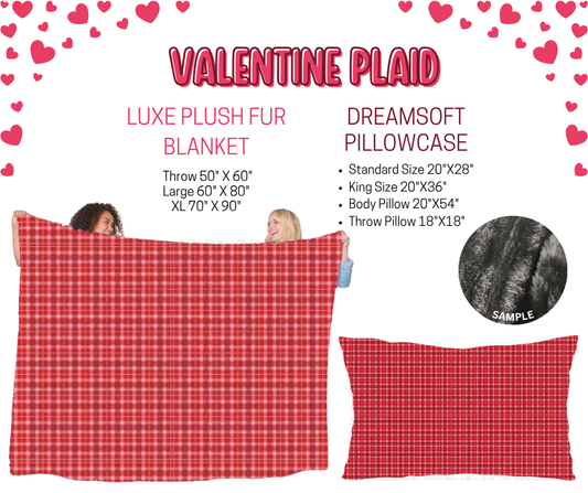 Preorder! Closes 11/17. ETA Jan. Valentine Plaid Luxe Plush Fur Blanket and/or DreamSoft Pillowcase
