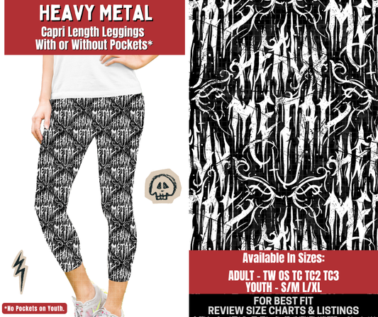 Preorder! Closes 12/22. ETA March. Heavy Metal Capri Length Leggings w/wo Pockets