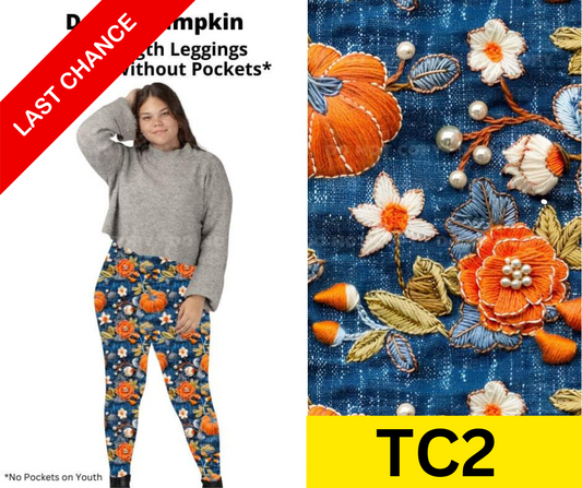 Denim Pumpkin Full Length Leggings w/ Pockets