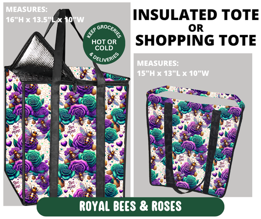 Preorder! Closes 10/7. ETA Jan. Royal Bees & Roses Shopping & Insulated Tote