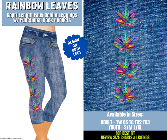 Preorder! Closes 12/15. ETA March. Rainbow Leaves Capri Leggings w/ Side Leg Designs