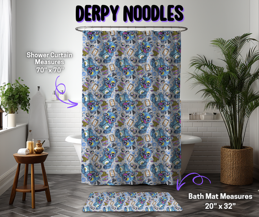 Preorder! Closes 12/8. ETA March. Derpy Noodles Custom Shower Curtain and/or Bath Mat