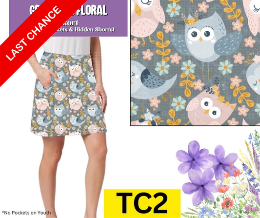 Grey Owl Floral Skort