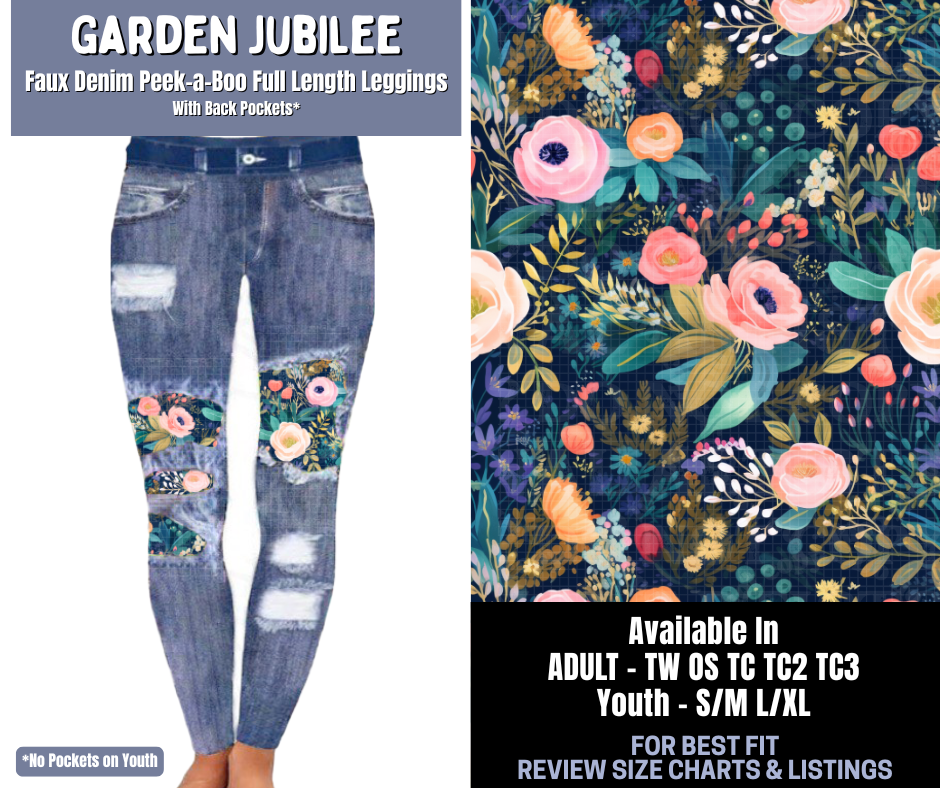 Preorder! Closes 1/8. ETA March. Garden Jubilee Full Length Faux Denim Peekaboo