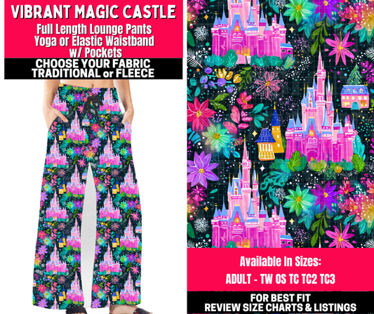 Preorder! Closes 10/23. ETA Jan. Vibrant Magic Castle Lounge Pants Choose Fleece or Traditional