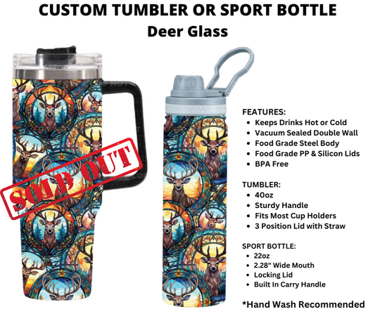 Deer Glass Custom Tumbler or Sport Bottle - Alonna's Legging Land