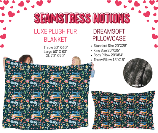 Preorder! Closes 11/17. ETA Jan. Seamstress Notions Luxe Plush Fur Blanket and/or DreamSoft Pillowcase