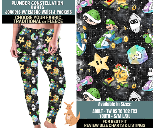 Preorder! Closes 10/2. ETA Dec. Plumber Constellations Karts Joggers Choose Fleece or Traditional