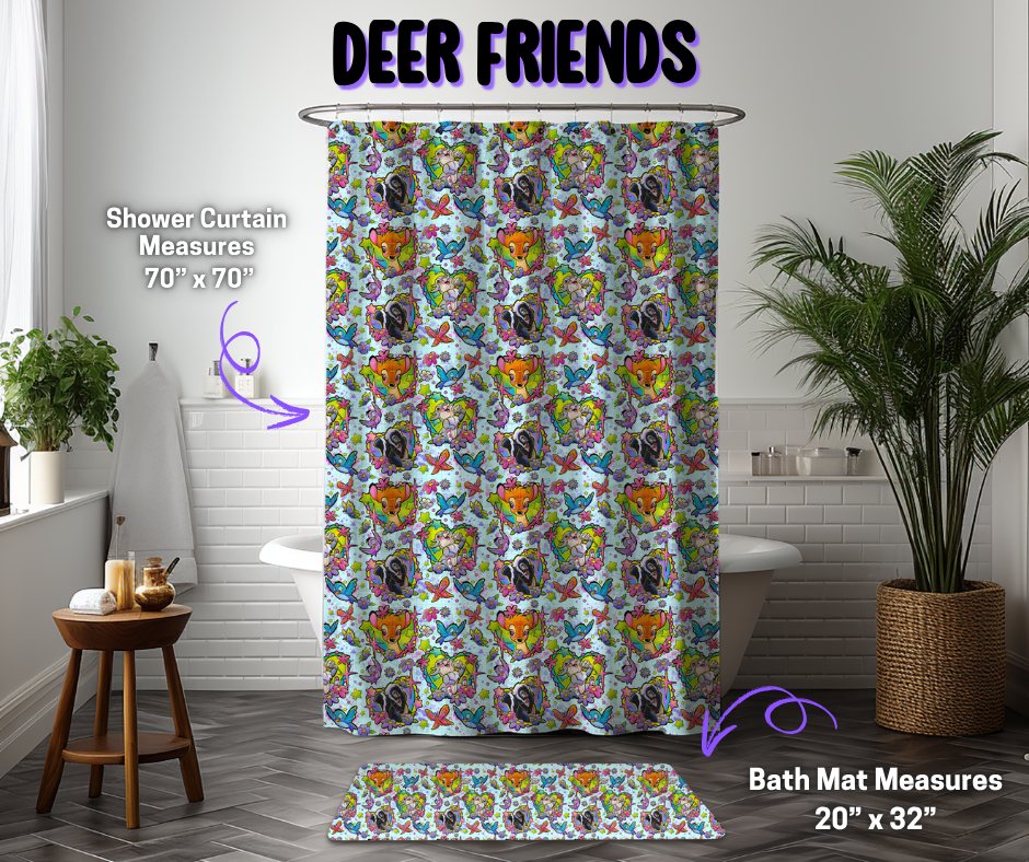 Preorder! Closes 12/8. ETA March. Deer Friends Custom Shower Curtain and/or Bath Mat