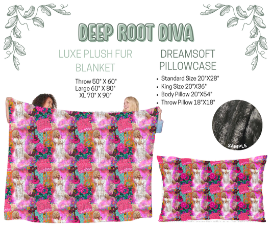 Preorder! Closes 10/9. ETA Dec. Deep Root Diva Luxe Plush Fur Blanket and/or DreamSoft Pillowcase