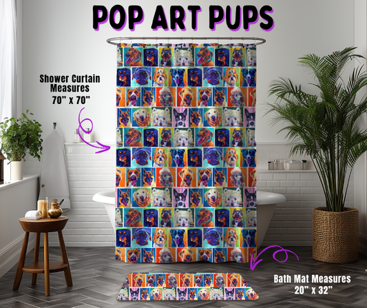 Preorder! Closes 10/21. ETA Jan. Pop Art Pups Custom Shower Curtain and/or Bath Mat