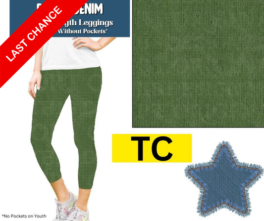 Forest Denim Capri Length Leggings w/ Pockets