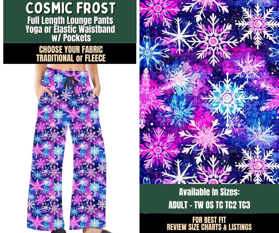 Preorder! Closes 8/12. ETA Nov. Cosmic Frost Lounge Pants Choose Fleece or Traditional