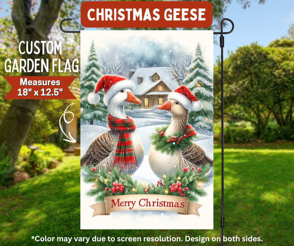 Preorder! Closes 8/10. ETA Nov. Christmas Geese Garden Flag