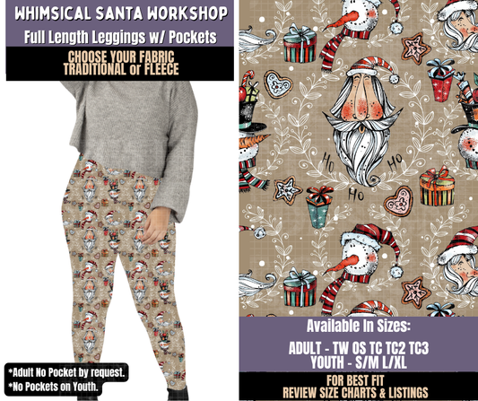 Preorder! Closes 9/3. ETA Dec. Whimsical Santa Workshop Leggings Choose Fleece or Traditional