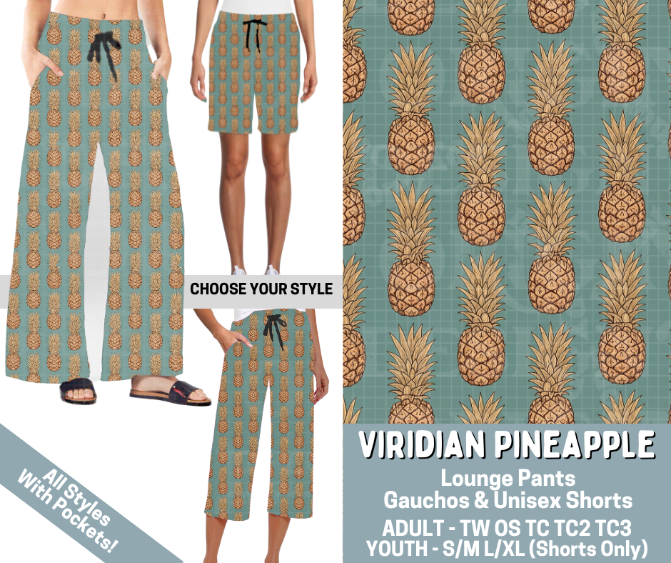 Preorder! Closes 3/4. ETA June. Viridian Pineapple Combo Lounge Lengths - Alonna's Legging Land