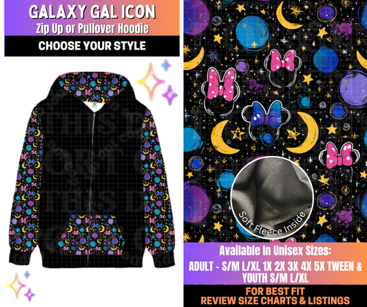 Preorder! Closes 12/10. ETA March. Galaxy Gal Icon Zip-Up or Pullover Hoodie