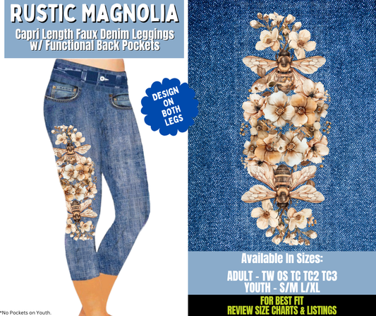 Preorder! Closes 12/15. ETA March. Rustic Magnolia Capri Leggings w/ Side Leg Designs