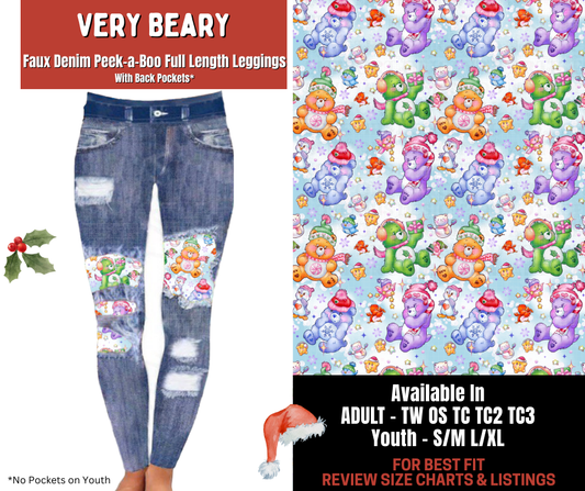 Preorder! Closes 9/24. ETA Dec. Very Beary Full Length Faux Denim Peekaboo