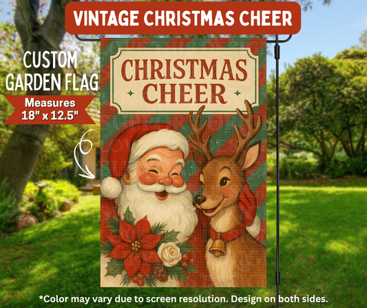 Preorder! Closes 8/10. ETA Nov. Vintage Christmas Cheer Garden Flag