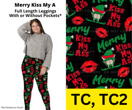 Merry Kiss My A Full Length Leggings w/ Pockets