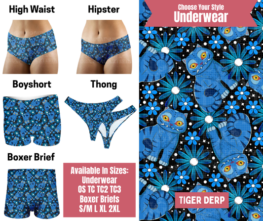 Preorder! Closes 9/29. ETA Dec. Tiger Derp Hipster, High Waist, Boyshort, & Thong Underwear & Boxer Briefs