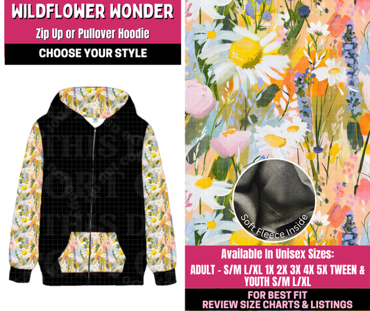 Preorder! Closes 12/31. ETA March. Wildflower Wonder Full Length Zip-Up or Pullover Hoodie