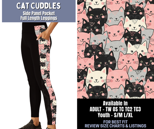 Preorder! Closes 1/8. ETA March. Cat Cuddles Side Panel Pocket Full Length Leggings