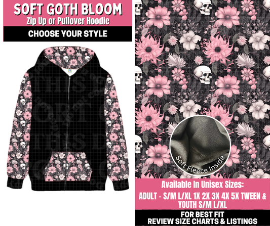 Preorder! Closes 11/19. ETA Jan. Soft Goth Bloom Zip-Up or Pullover Hoodie