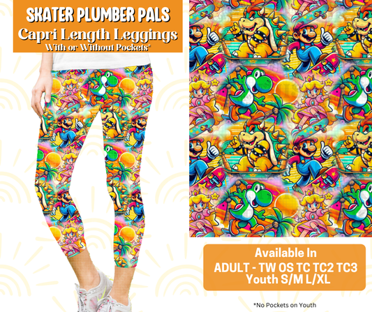 Preorder! Closes 5/16. ETA July. Nightmare Skaters Capri Length Leggings w/wo Pockets