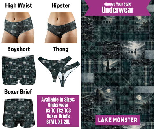 Preorder! Closes 6/24. ETA Sept. Lake Monster Hipster, High Waist, Boyshort, & Thong Underwear & Boxer Briefs