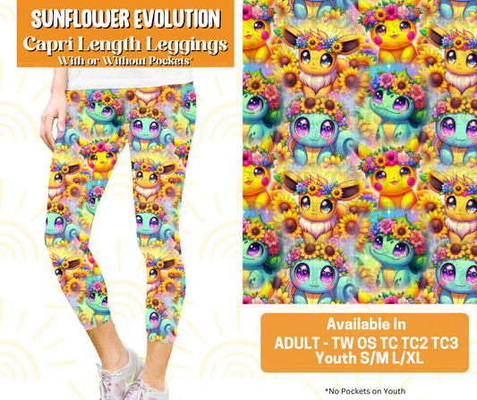Preorder! Closes 5/16. ETA July. Sunflower Evolution Capri Length Leggings w/wo Pockets
