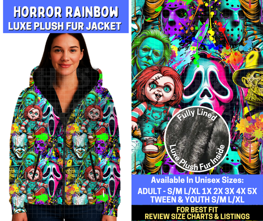 Preorder! Closes 10/20. ETA Jan. Horror Rainbow Luxe Fur Jacket