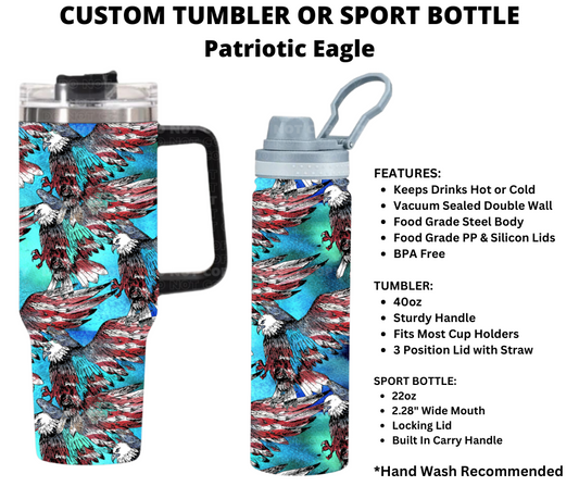 Patriotic Eagle Custom Tumbler or Sport Bottle - Alonna's Legging Land