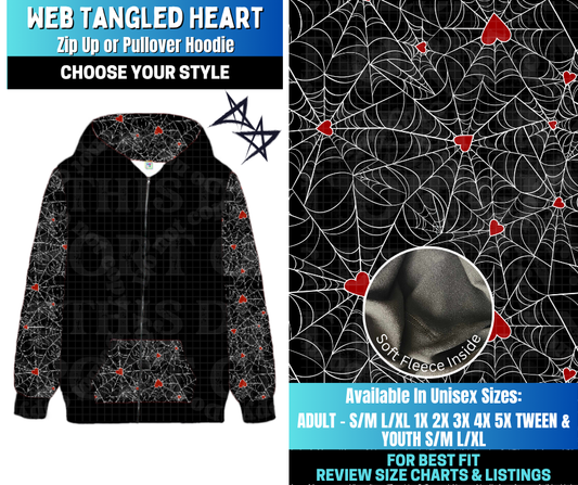 Preorder! Closes 12/17. ETA March. Web Tangled Heart Zip-Up or Pullover Hoodie