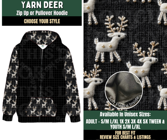 Preorder! Closes 8/12. ETA Nov. Yarn Deer Zip-Up or Pullover Hoodie