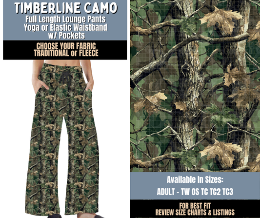 Preorder! Closes 9/24. ETA Dec. Timberline Camo Lounge Pants Choose Fleece or Traditional