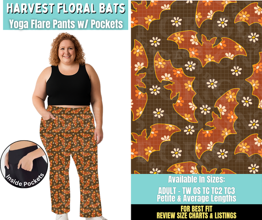Preorder! Closes 6/25. ETA Sept. Harvest Floral Bats Yoga Flare Pants