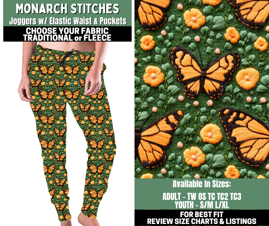 Preorder! Closes 12/4. ETA Feb. Monarch Stitches Joggers Choose Fleece or Traditional
