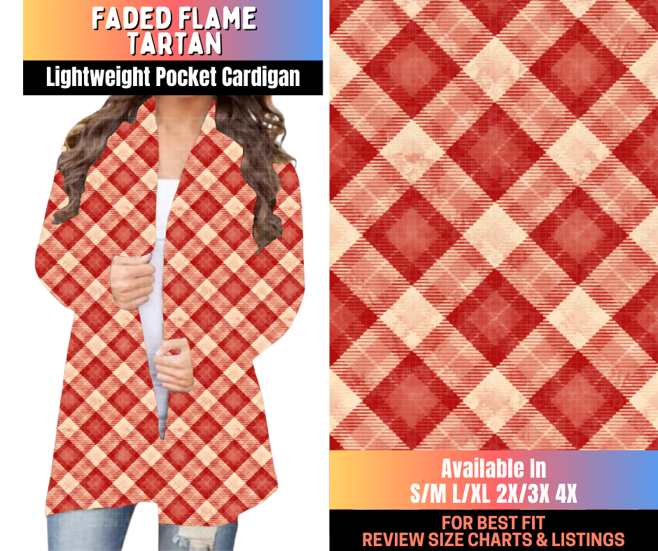 Preorder! Closes 10/16. ETA Jan. Faded Flame Tartan Pocket Cardigan