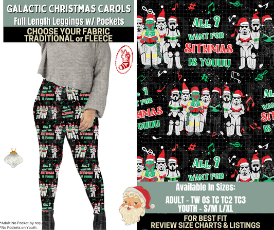 Preorder! Closes 9/15. ETA Dec. Galactic Christmas Carols Leggings Choose Fleece or Traditional