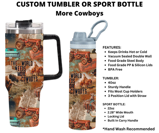 More Cowboys Custom Tumbler or Sport Bottle - Alonna's Legging Land