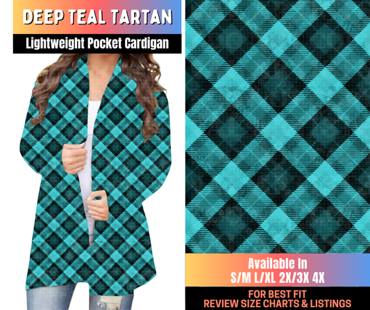 Preorder! Closes 10/16. ETA Jan. Deep Teal Tartan Pocket Cardigan