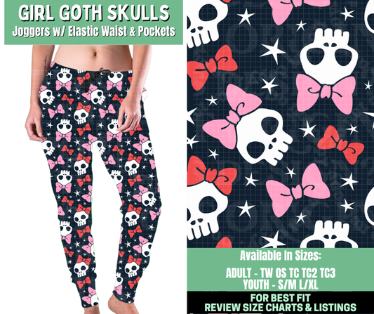 Preorder! Closes 1/7. ETA March. Girl Goth Skulls Joggers